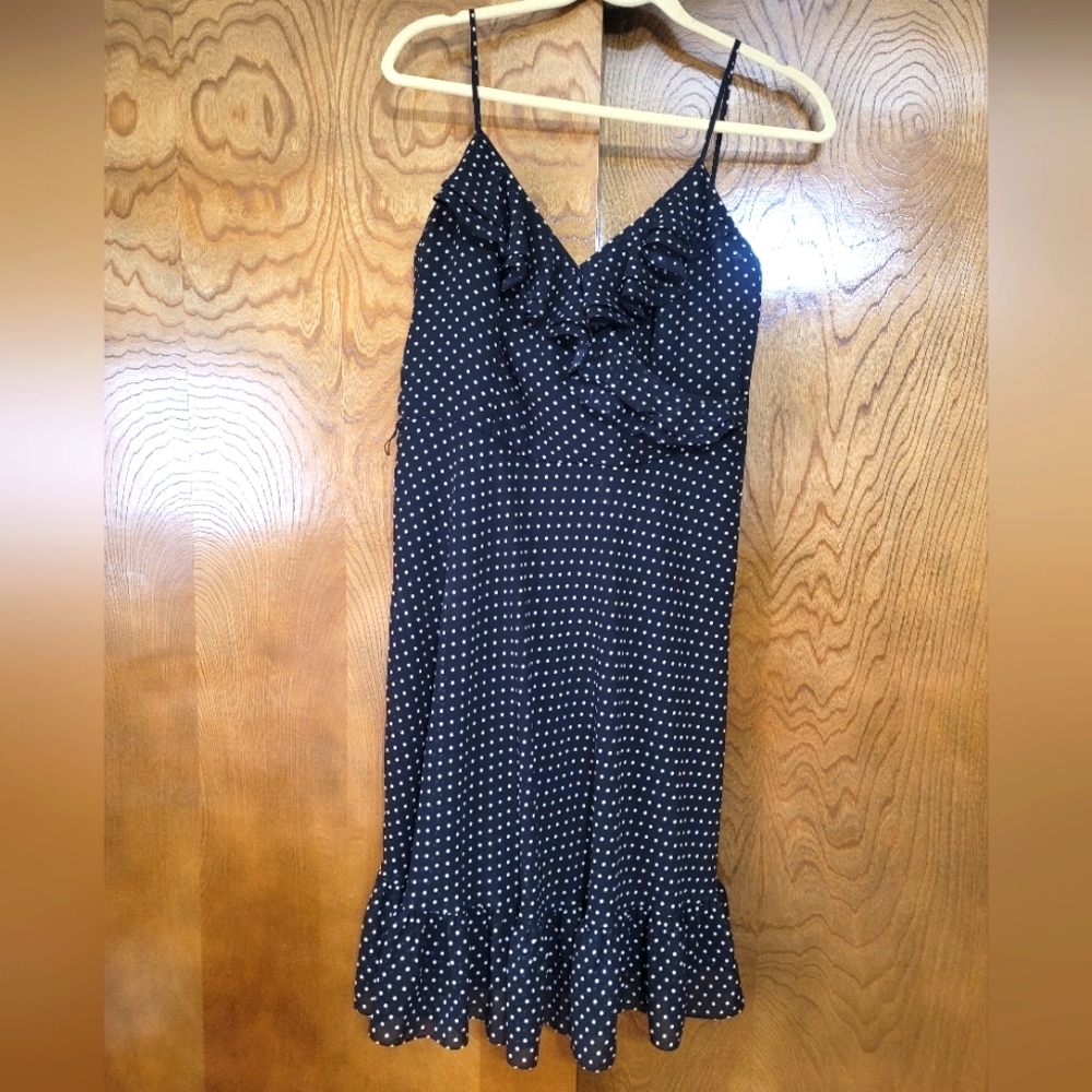 Black Polka Dot Midi Dress Sz 10